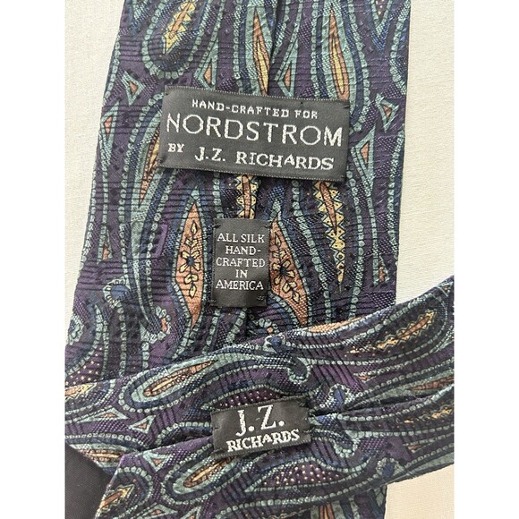 J.Z. Richards Nordstrom Mens Paisley 100‎ % Silk Tie - Picture 3 of 4